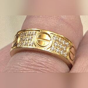 Screw With Zircon Stones Ring